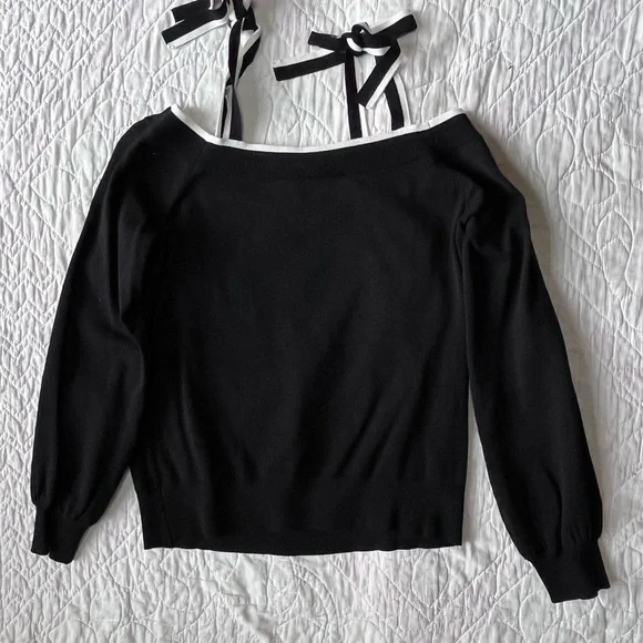 Ann Taylor black off the shoulder sweater - NWT! - Picture 2 of 6